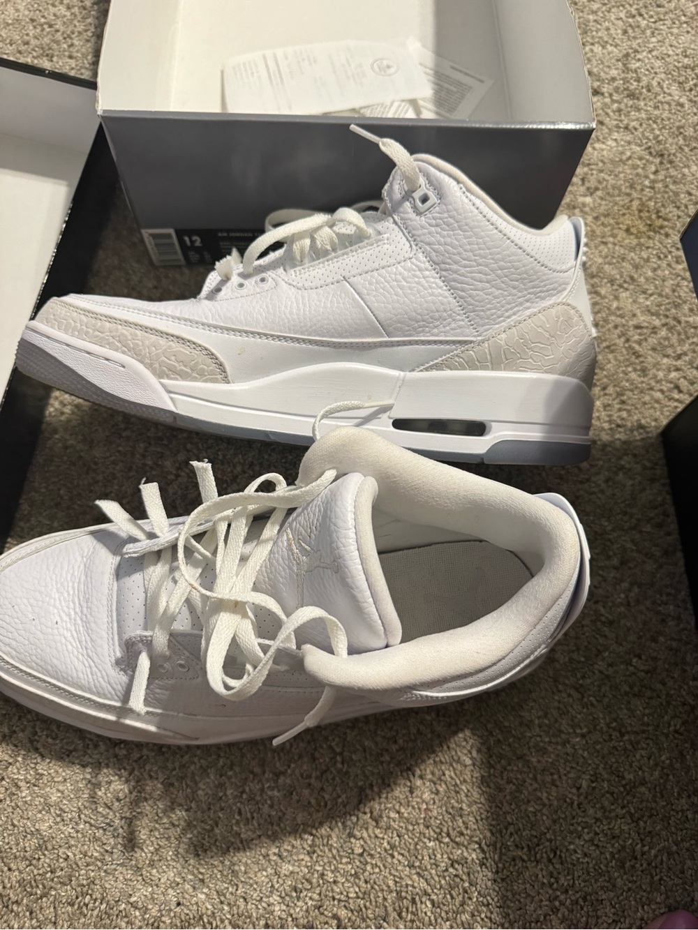 Air Jordan 3 pure white Retro Sneaker size 12